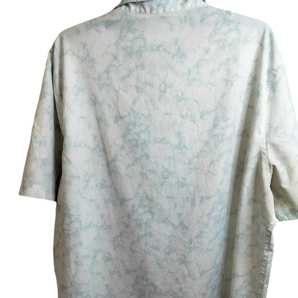 (M99) Avalanche Men's Marble White Blue Button down Shirt Size XL - Picture 2 of 5